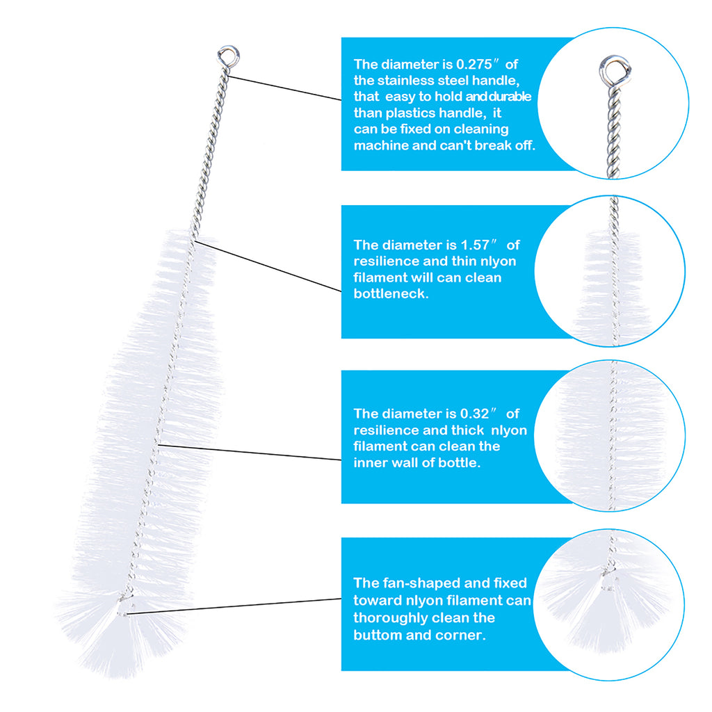 Bottle Brush, Ideal for Cleaning Narrow Neck Swing Top Glass Bottles, Wine Bottles, Beer Bottles, Soda Bottles, Spray Bottles, Kombucha Bottles(White+1PC)